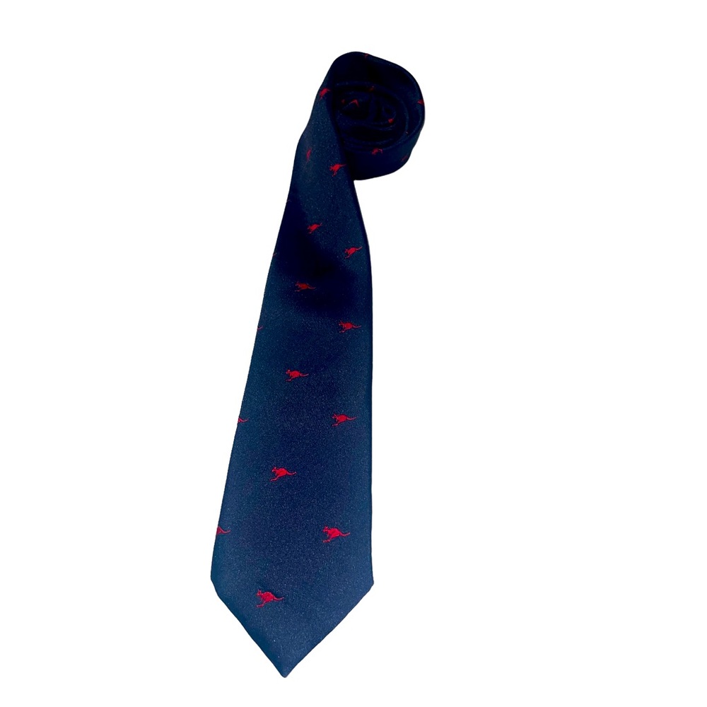 Austico Navy Blue Neck Tie With Red Kangaroos